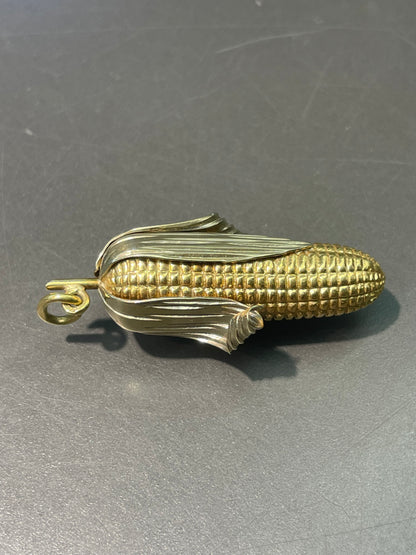Vintage 18K Bi-Tone Gold Large Ear of Corn Pendant
