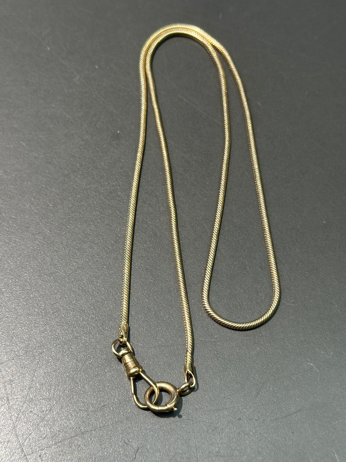 复古 14K 黄金蛇链表链项链 17.5 英寸