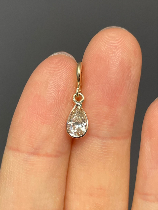 14K Yellow Gold 0.56 CTW Pear Drop Shape Diamond Bezel Charm