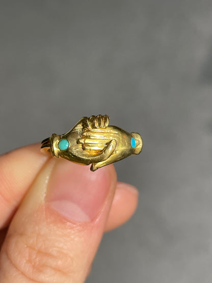 Antique 18K Gold Fide Gimmel Hand Ring