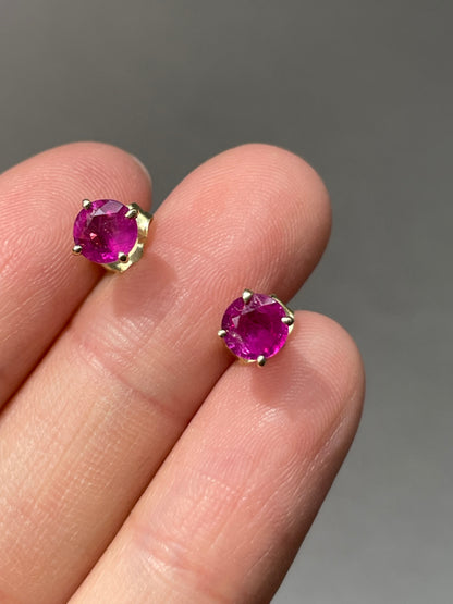 14K Yellow Gold Ruby Stud Earring