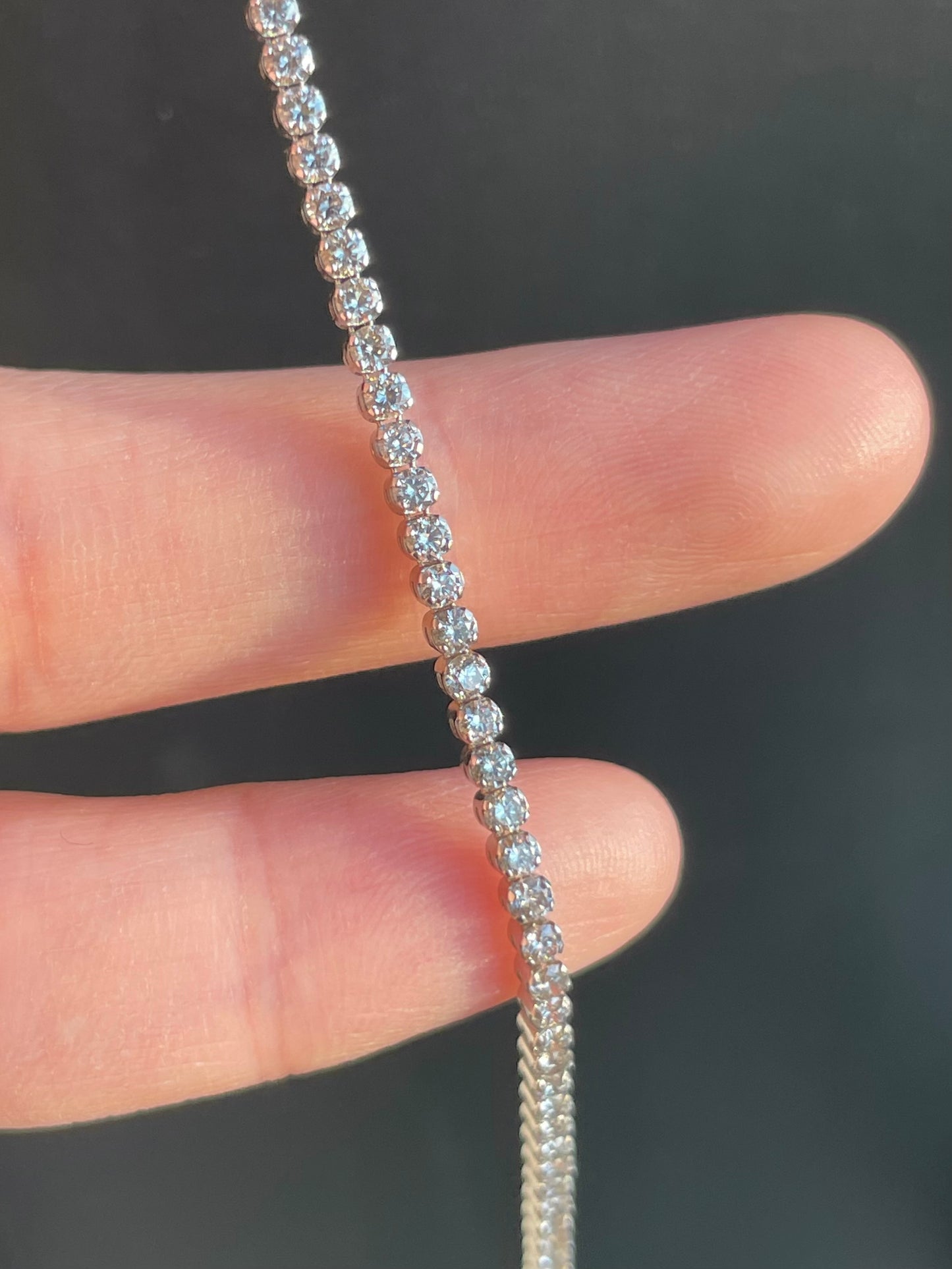 14K 白金 2.20 CTW 钻石网球手链