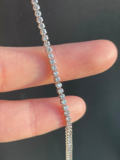 14K 白金 2.20 CTW 钻石网球手链