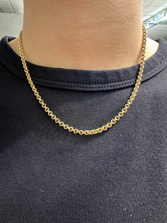 14K Yellow Gold 3.5 mm Solid Fancy Link Necklace