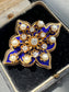 Antique 14K Gold Enamel Natural Pearl Diamond Locket Brooch