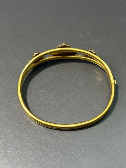 维多利亚 14K 金三狮石榴石钻石手链