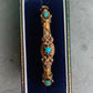 Bracelet antique victorien en or 14 carats avec turquoise naturelle et graines