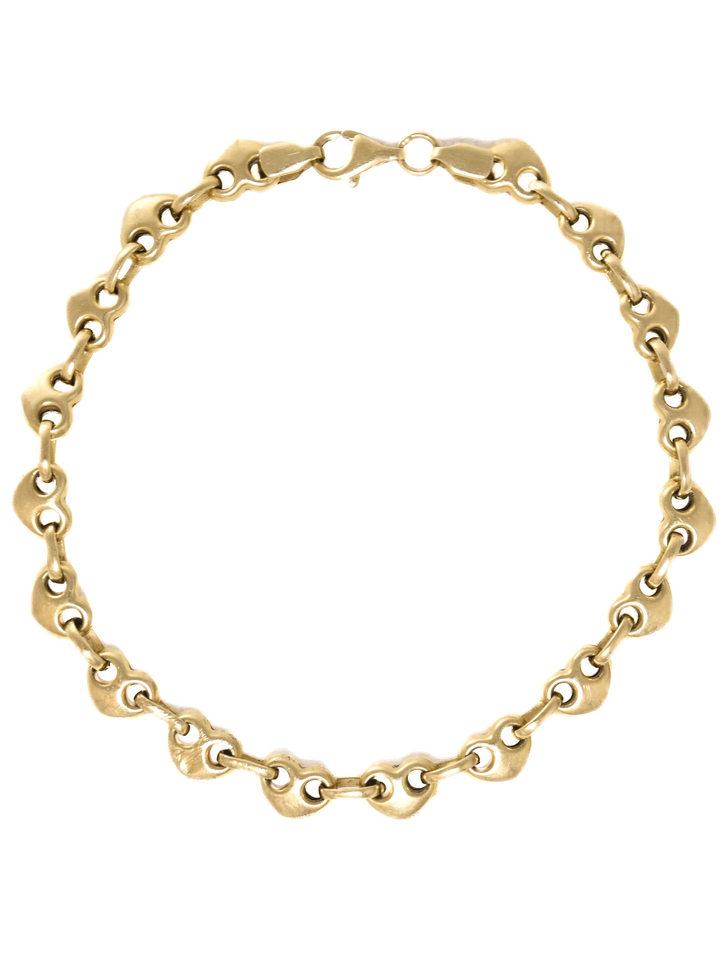 Vintage 14K Gold Puffy Heart Mariner Bracelet