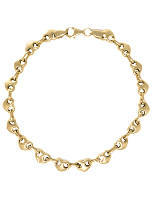 Vintage 14K Gold Puffy Heart Mariner Bracelet
