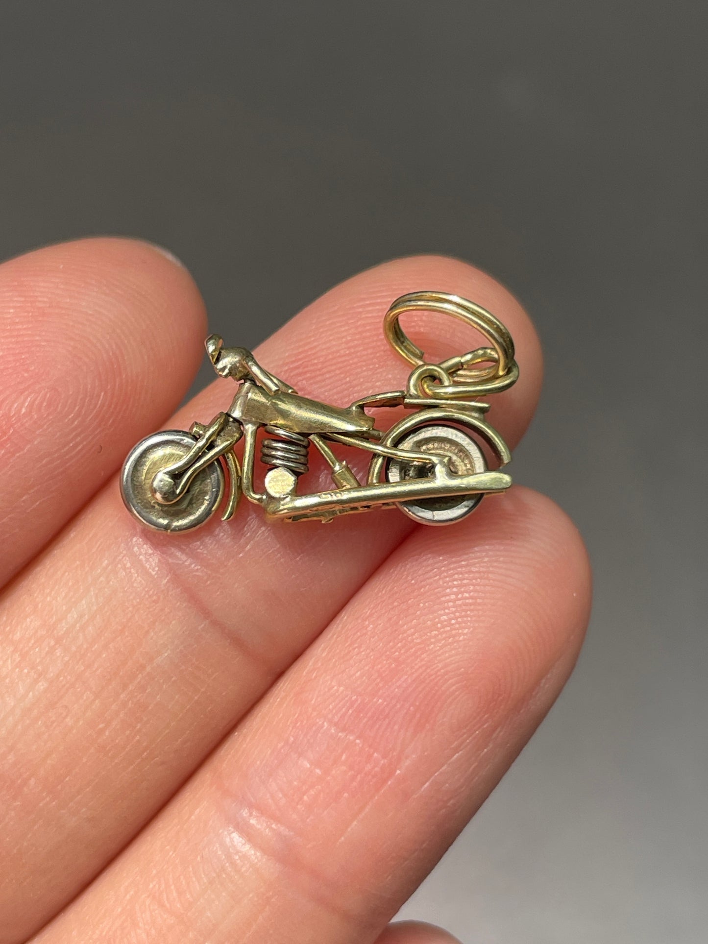Vintage 14K Gold Articulating Motorcycle Charm