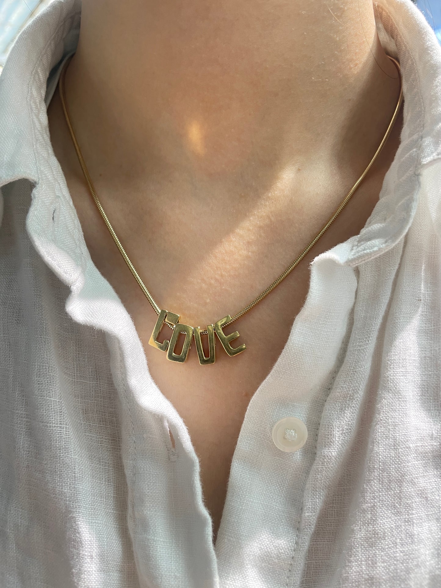 Vintage 14K Gold “LOVE” Slide Charm Necklace