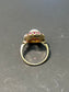 Victorian 10K Gold Ceylon Moonstone Ruby Halo Ring