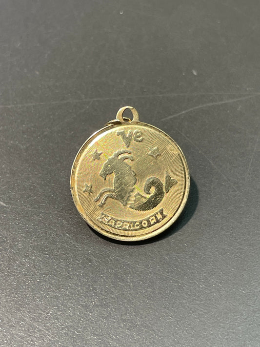 Vintage 14K Yellow Gold Capricorn Charm Pendant