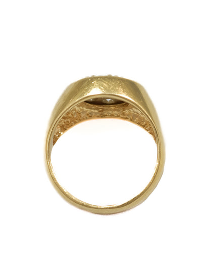 Vintage 14K Yellow Gold 1.45 CTW Diamond Cluster Signet Ring