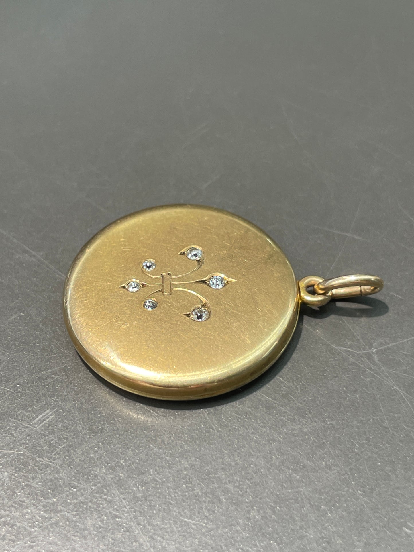 Antique 14K Gold 0.18 CTW Diamond Fleur De Lis Locket Pendant