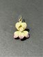 Art Nouveau 14K Gold Pink Iris Enamel Flower Charm