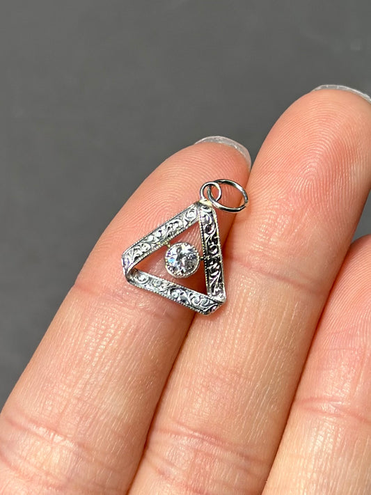 Art Deco Platinum Diamond Triangular Charm