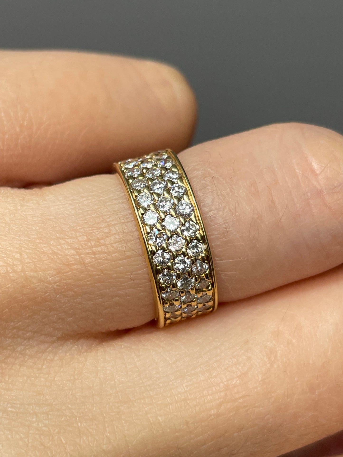 Vintage French 18K Gold 1.35 CTW Pave Set Diamond Ring
