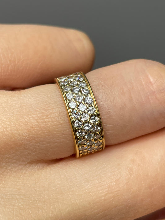 Vintage French 18K Gold 1.35 CTW Pave Set Diamond Ring