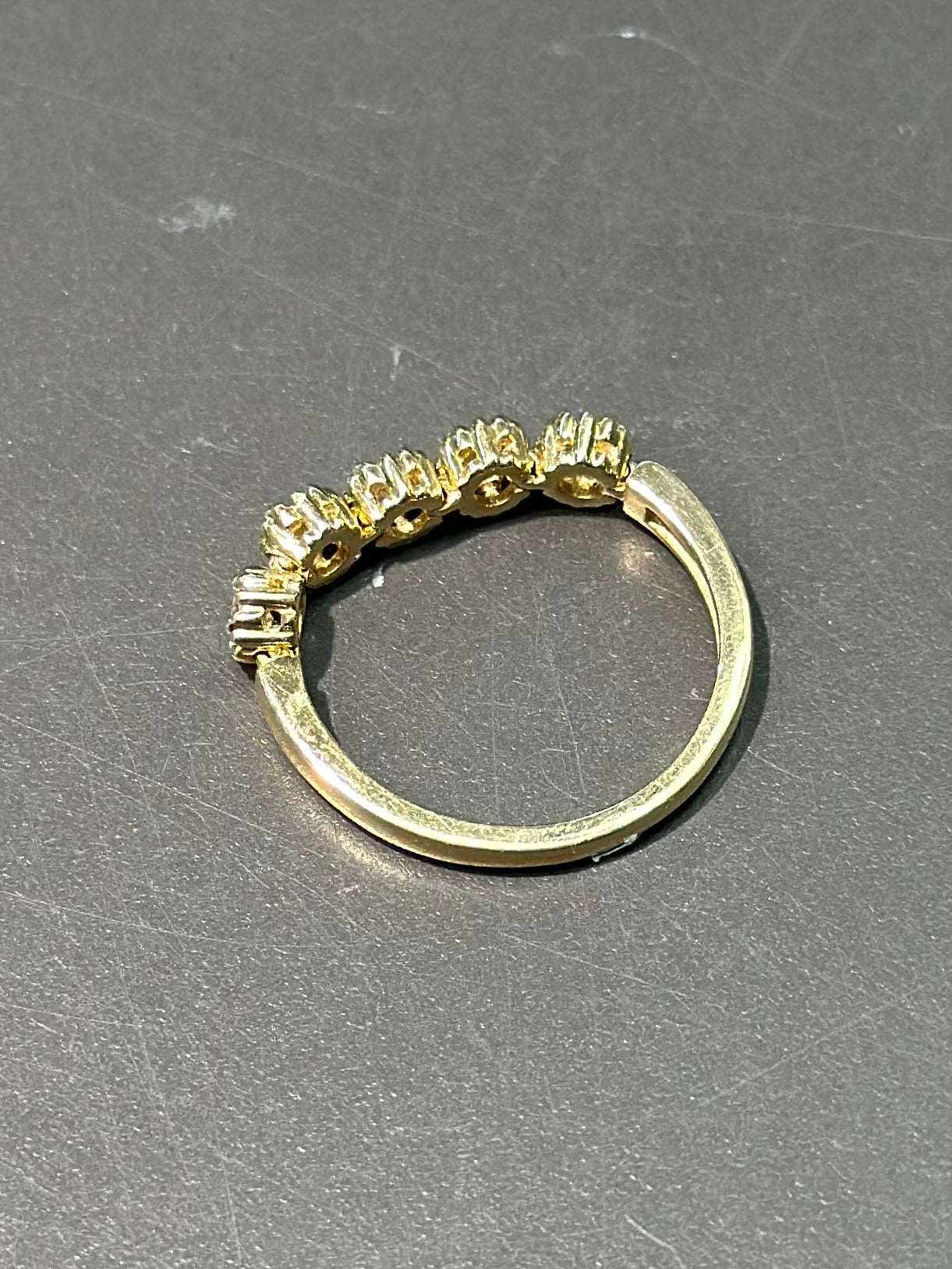 Sonia B. 18K Gold Diamond Half Band Flex Ring SZ 7