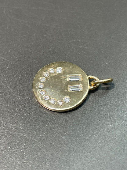 14K Yellow Gold 0.52 CTW Diamond Happy Face Disc Pendant