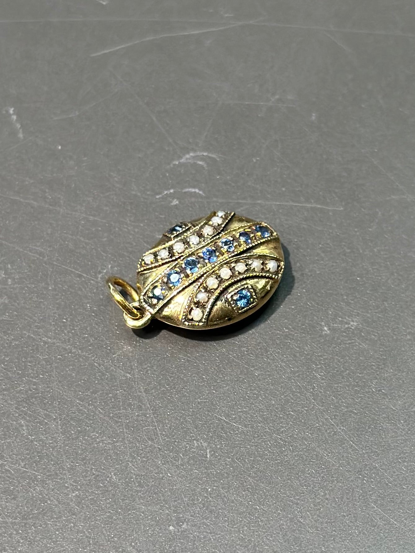 [ON RESERVE] Victorian 14K Gold Sapphire and Pearl Pendant