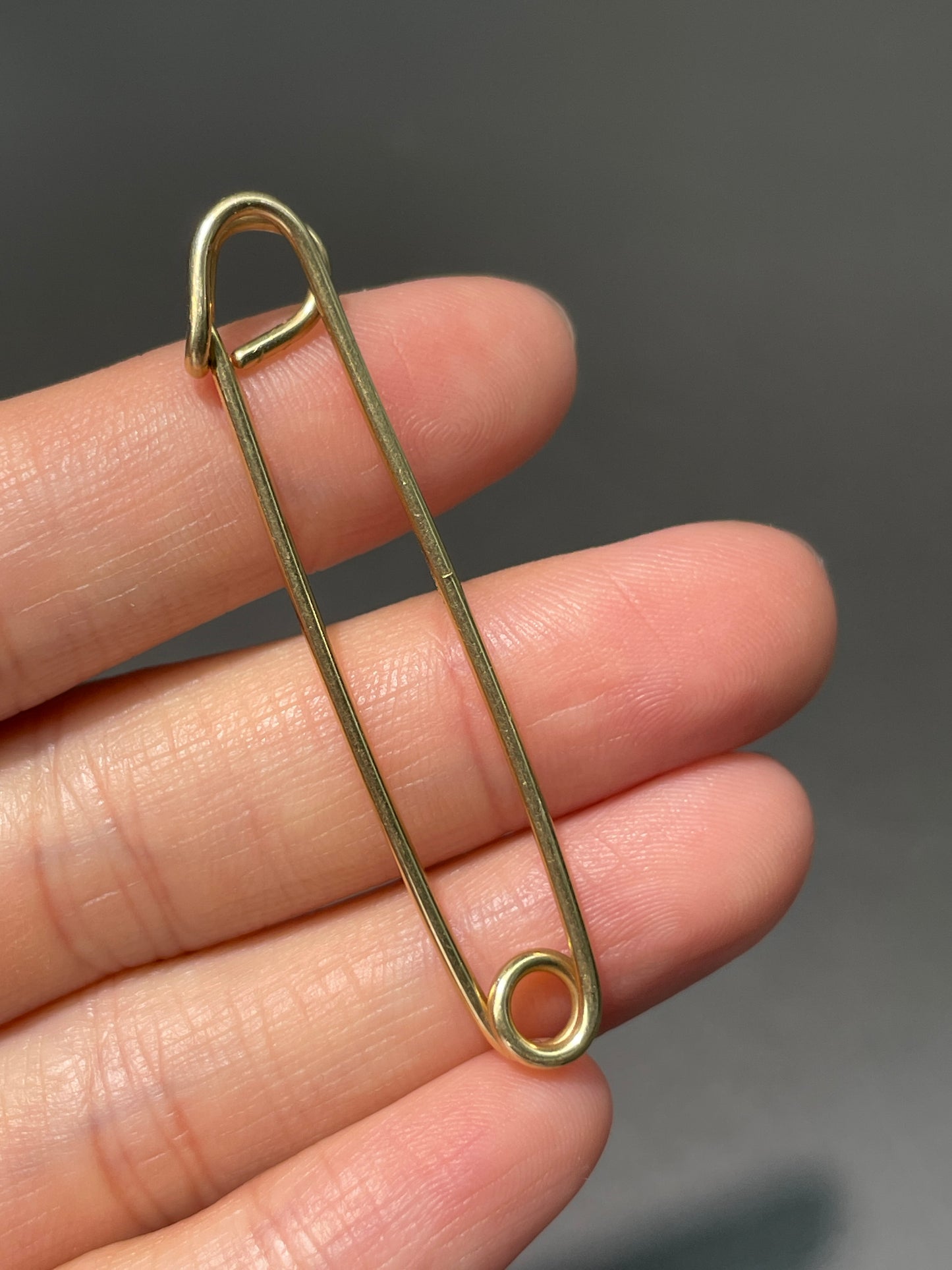 Vintage 14K Gold Large Safety Pin Brooch