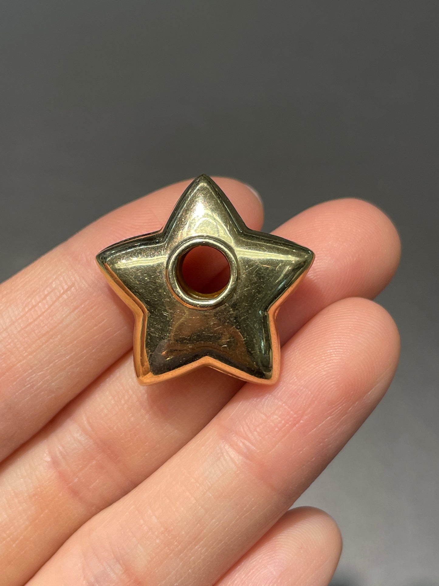 Vintage 14K Gold Puffy Donut Star Charm