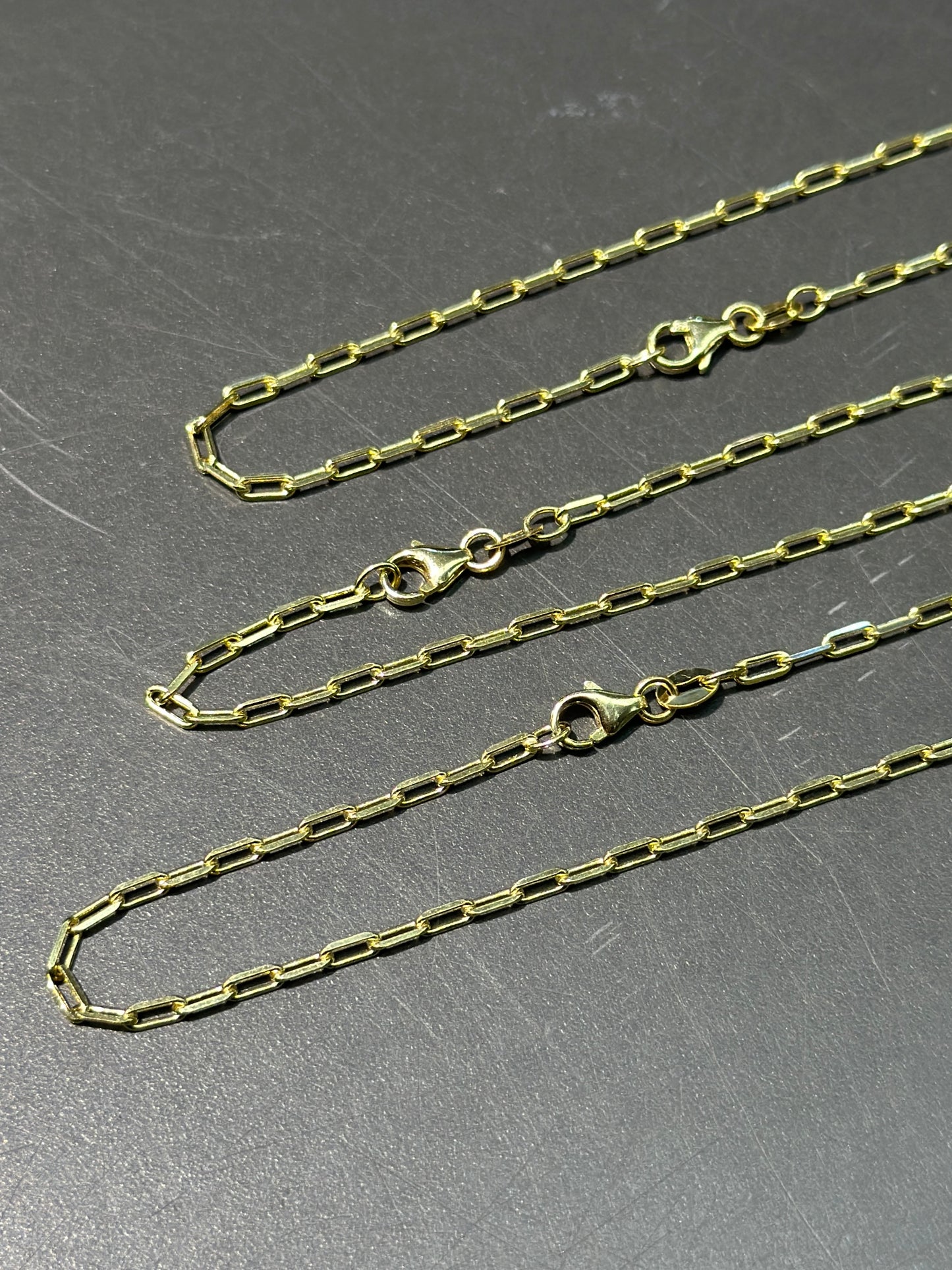 14K Gold Mini Paper Clip Chain Necklaces