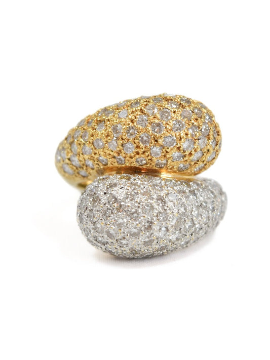 18K Gold 5.30 CTW Diamond Bypass Bombe Ring