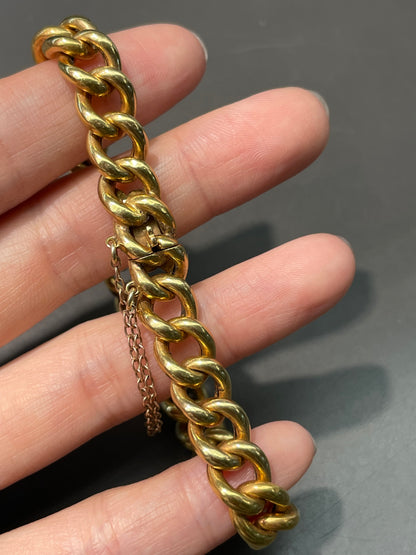 Antique 14K Yellow Gold 9.0 mm Puffy Curb Link Bracelet