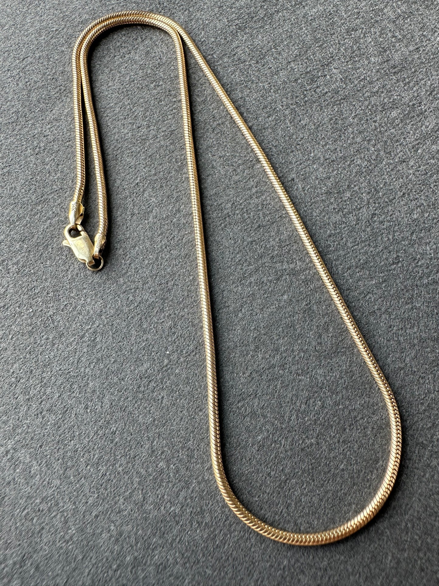 14K Gold 1.7 mm Solid Snake Chain Necklace