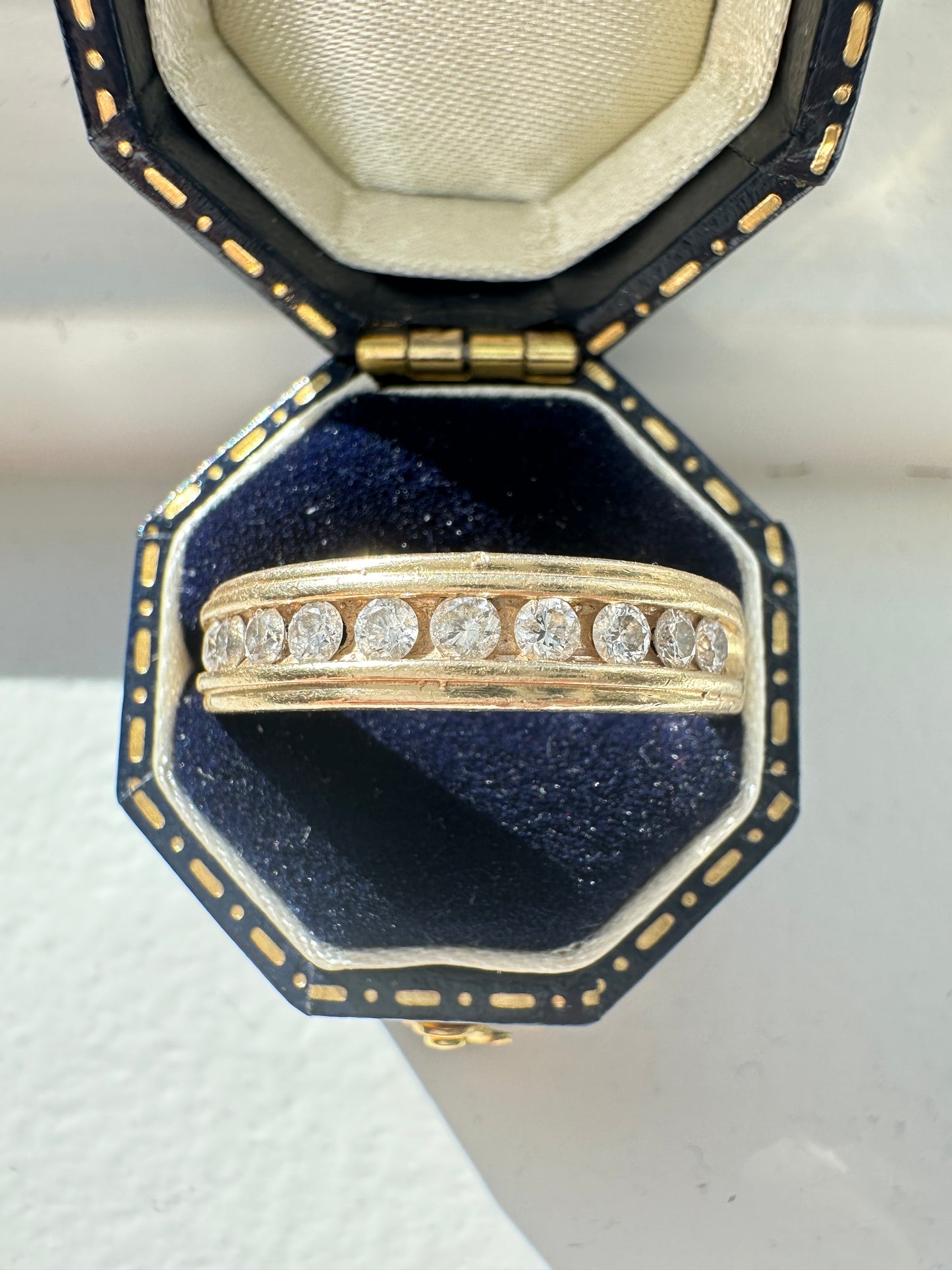 14K 黄金 0.50 CTW 半永恒钻石罗纹戒指