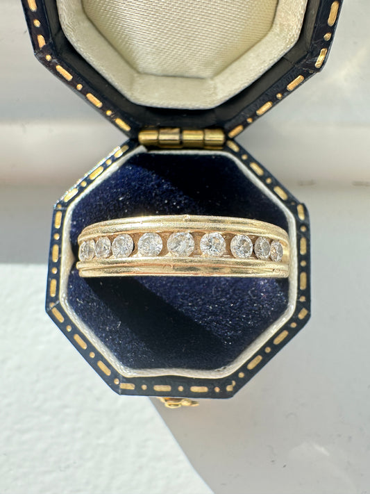 14K 黄金 0.50 CTW 半永恒钻石罗纹戒指