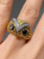 Vintage 18K Yellow Gold Cat’s Eye 0.35 CTW Diamond Owl Ring