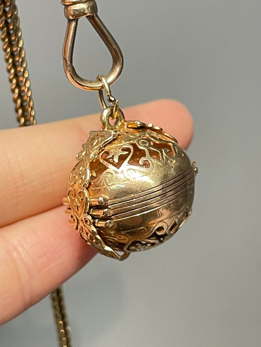 Vintage 14K Yellow Gold Pendant Motif Orb Locket Pendant