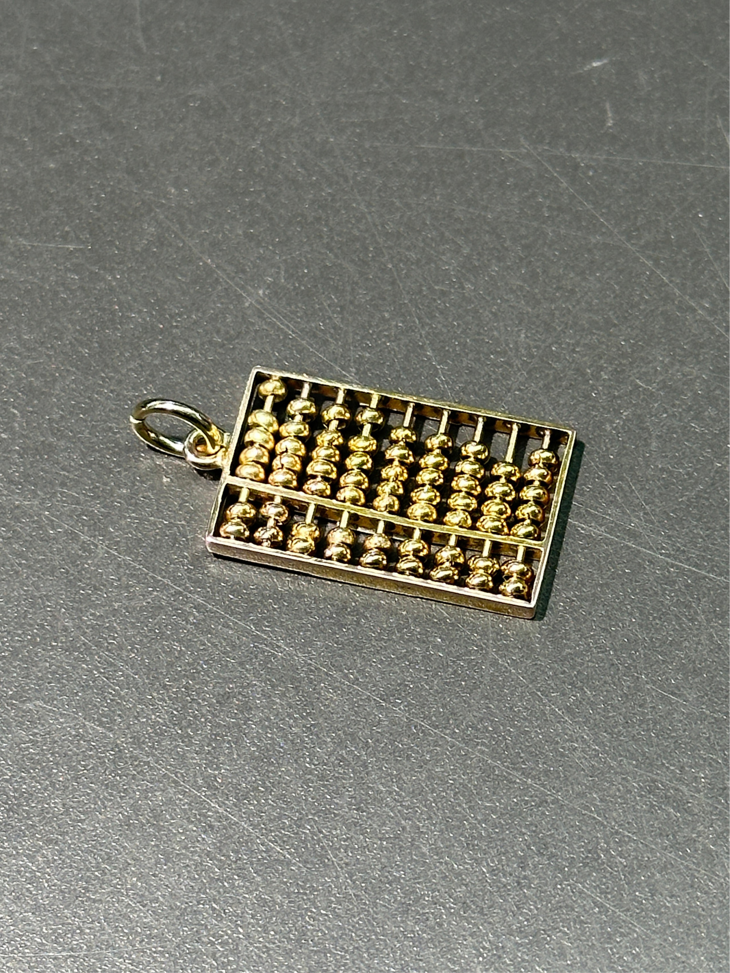 复古 14K 金算盘吊饰