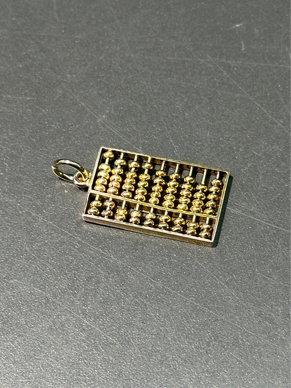 复古 14K 金算盘吊饰