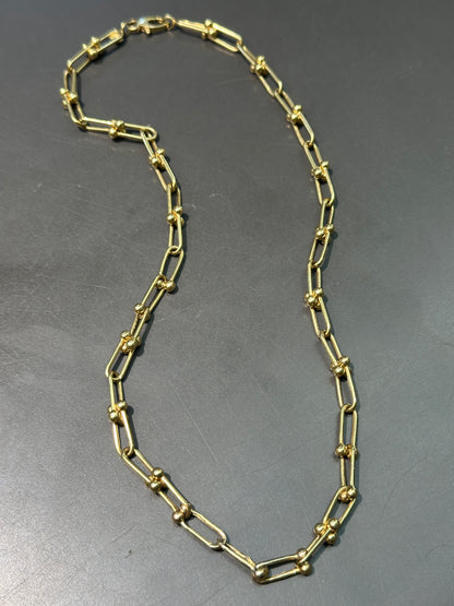 14K Yellow Gold Semi-Hollow Hardware Chain Necklace