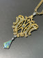 Edwardian 18K Yellow Gold Black Opal 2.3 CTW Diamond Motif Pendant Necklace