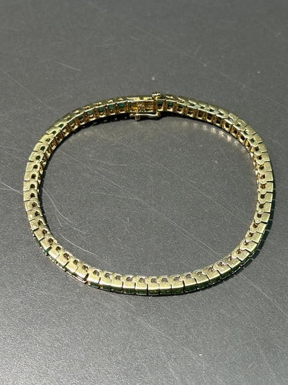 14K 黄金 6.0 CTW 公主方天然祖母绿网球手链