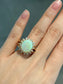 Vintage 14K Gold Opal Diamond Halo Ring SZ 7