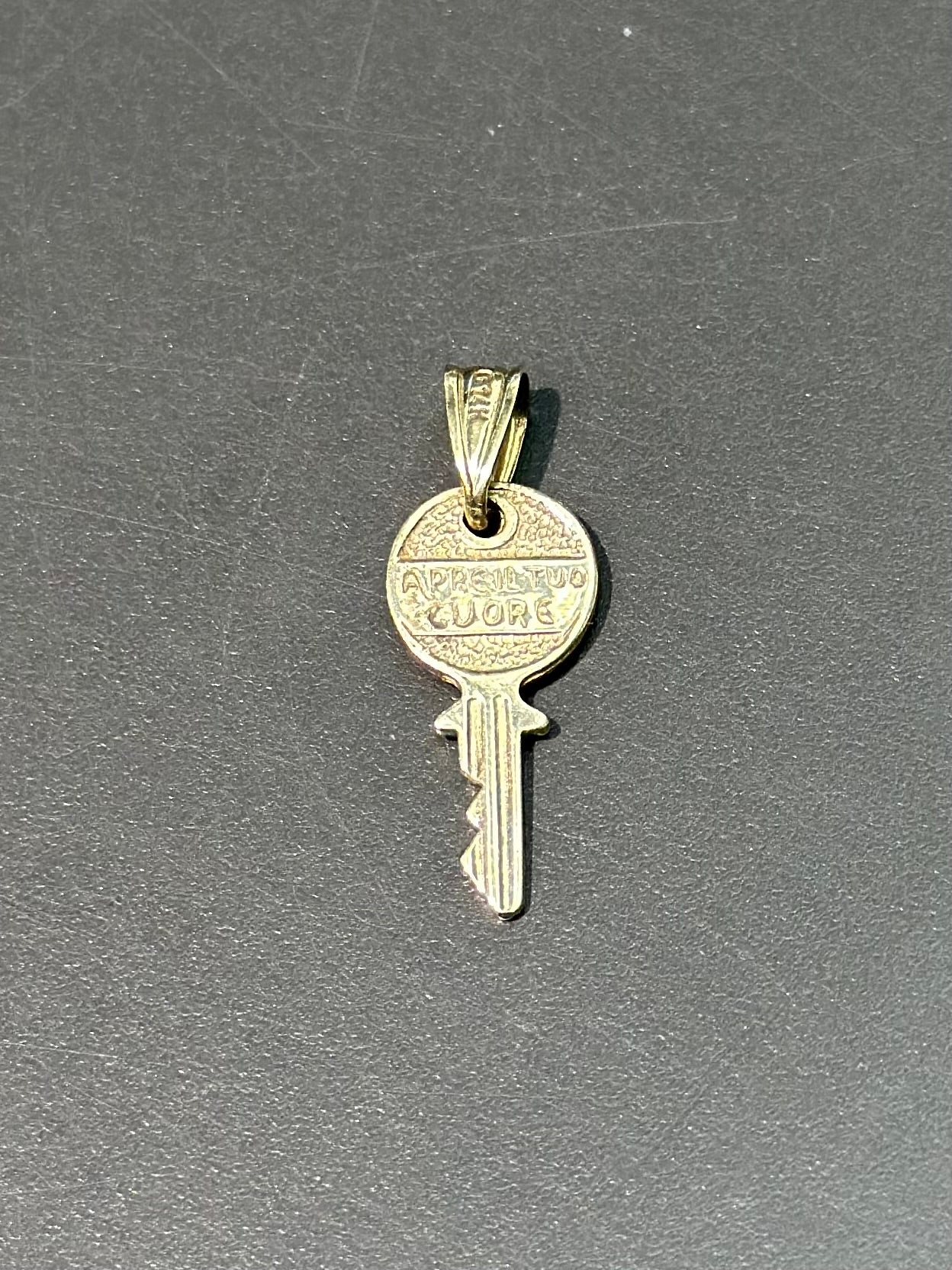 Vintage 14K Gold Diamond “Open Your Heart Key” Charm