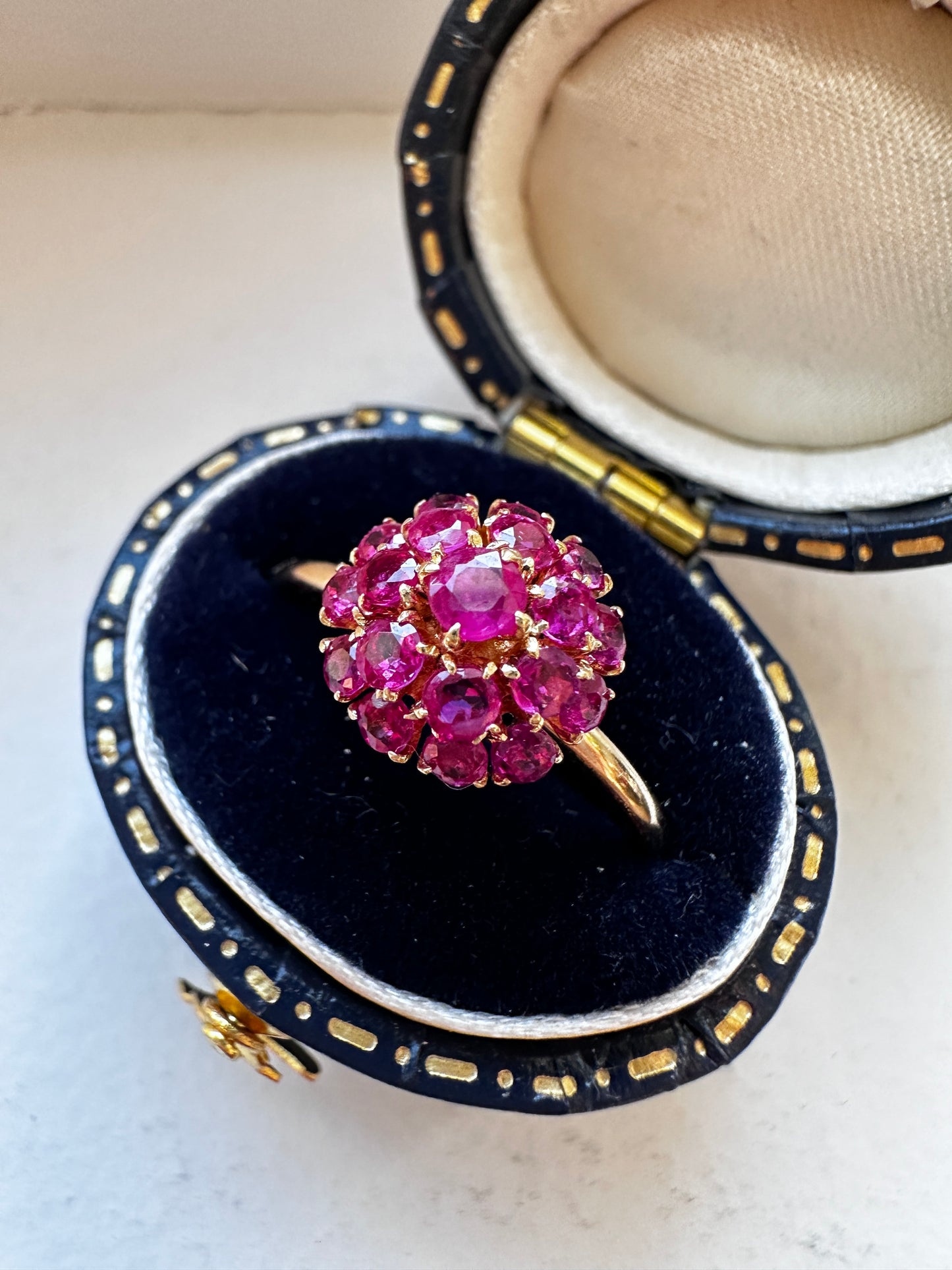 Antique 14K Gold 1.61 CTW Ruby Cluster Conversion Ring