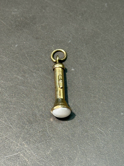 复古 14K 黄金珍珠手电筒吊饰