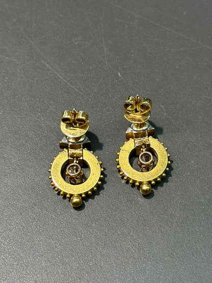 维多利亚伊特鲁里亚 18K 金绿松石钻石耳坠