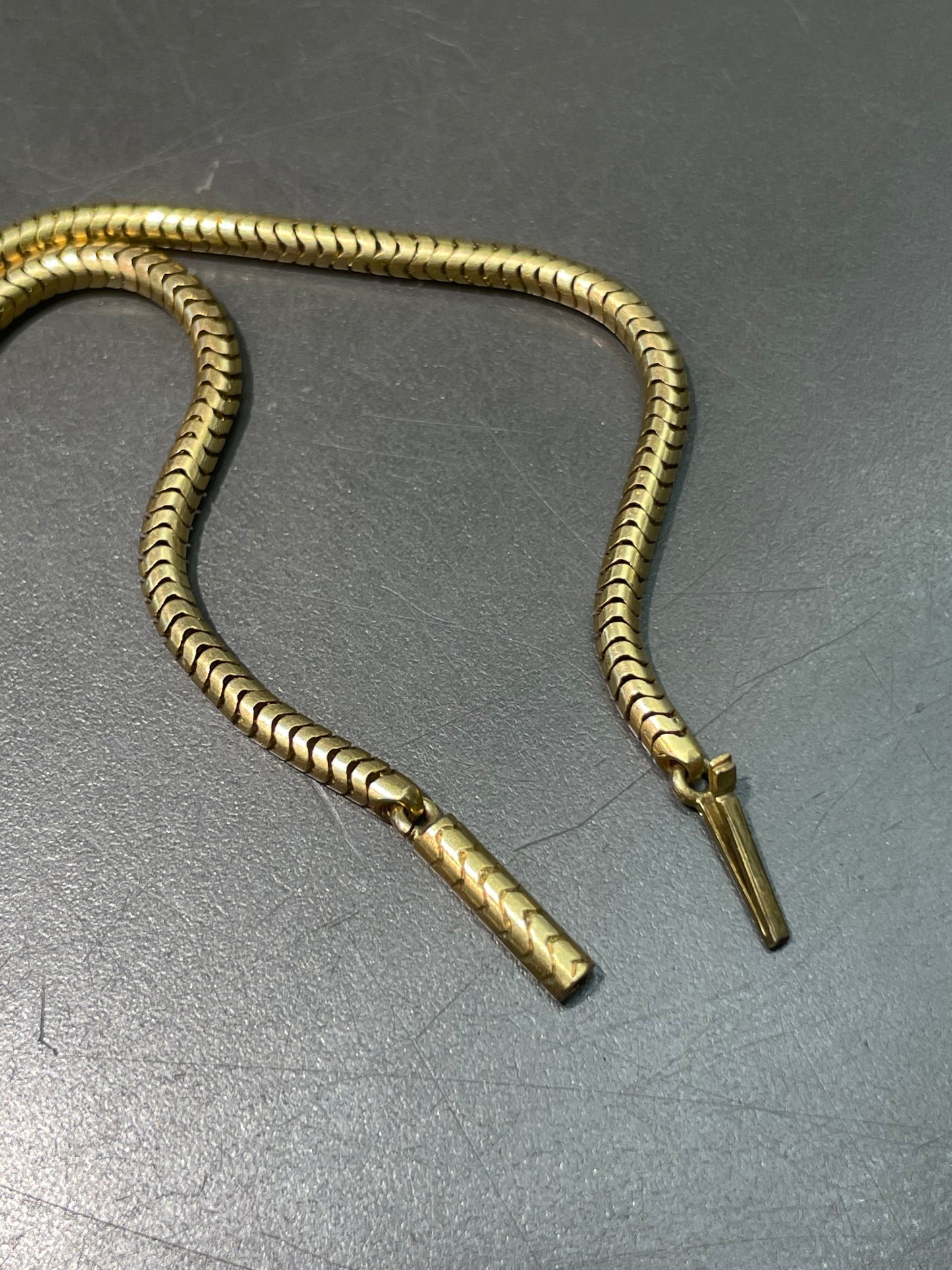 Antique Victorian 14K Yellow Gold Snake Chain Necklace 15.25 inches