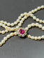 Edwardian 14K Gold Natural Saltwater Pearl Burma Ruby Diamond Necklace