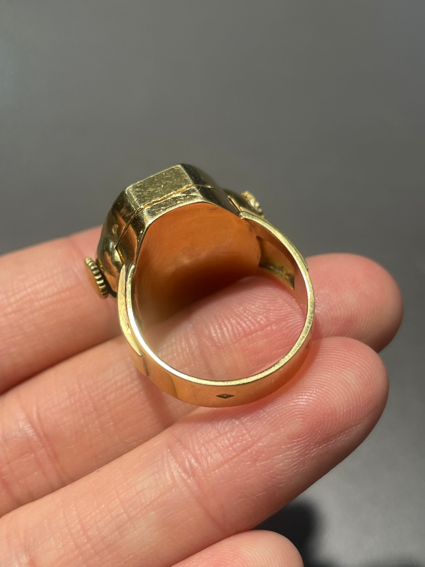 复古法式 18K 黄金工作表戒指