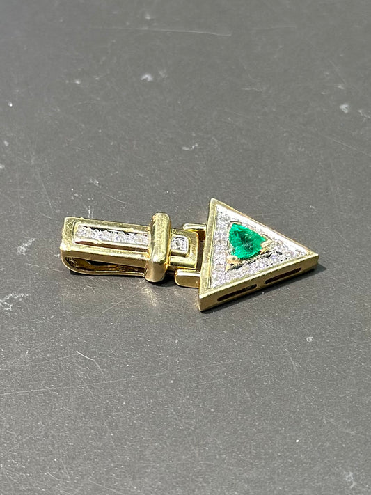 14K Gold Emerald Diamond Arrow Pendant